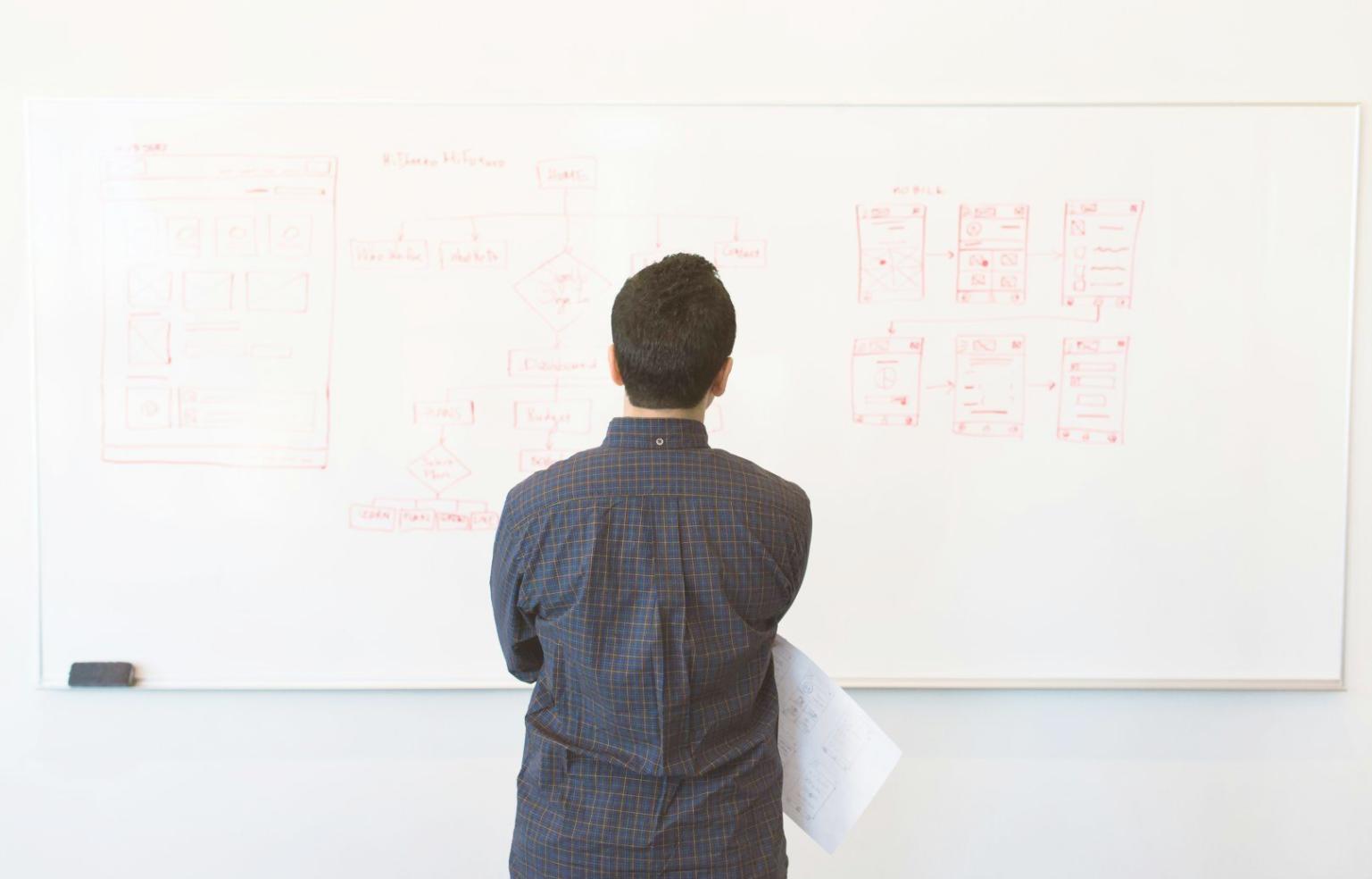 Financial planning workspace with charts and documents